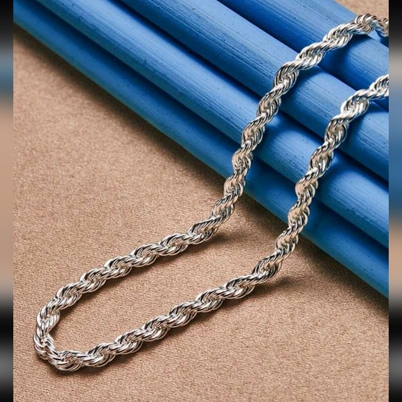 925 Sterling Silver 4mm Twisted Rope chain Necklace 20" - Picture 8 of 8